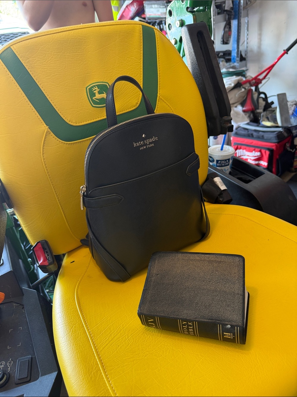 kate spade New York Black Leather Mini Backpack - Sleek Everyday Bag - Picture 3 of 3